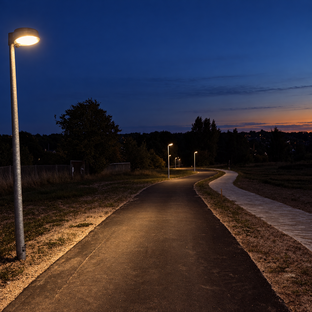 Aftenvisualisering af samme cykelsti